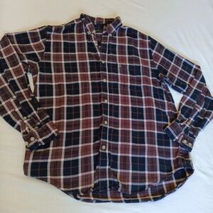 Noble Mount Sz L Black And Brown Casual Button Down Shirt with Classic Plaid